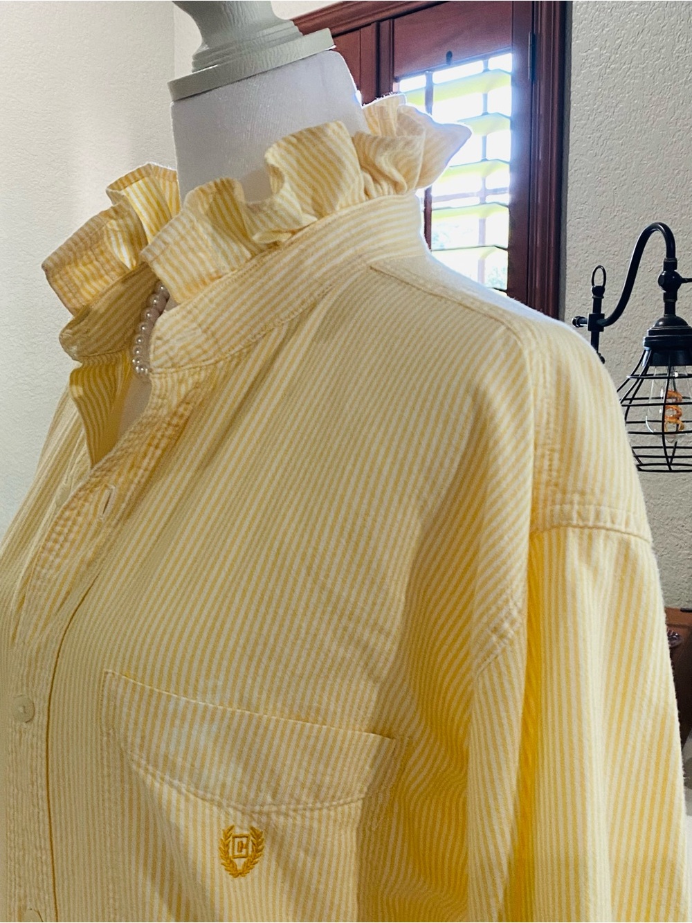 REWORKED by me- Chaps Ralph Lauren Long sleeve button down with ruffled collar - Picture 2 of 4